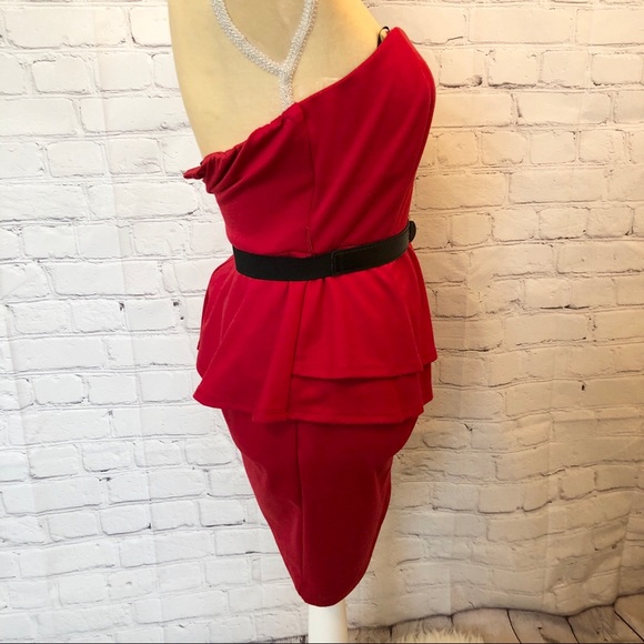NWT I.N. San Fran red peplum semi formal dress - Picture 4 of 6